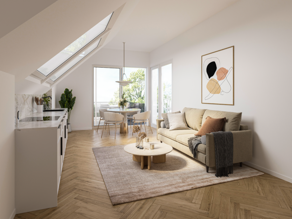 Mezzanine-Kapital für Ausbau Dachgeschoss Köhlergasse, Wonzimmer